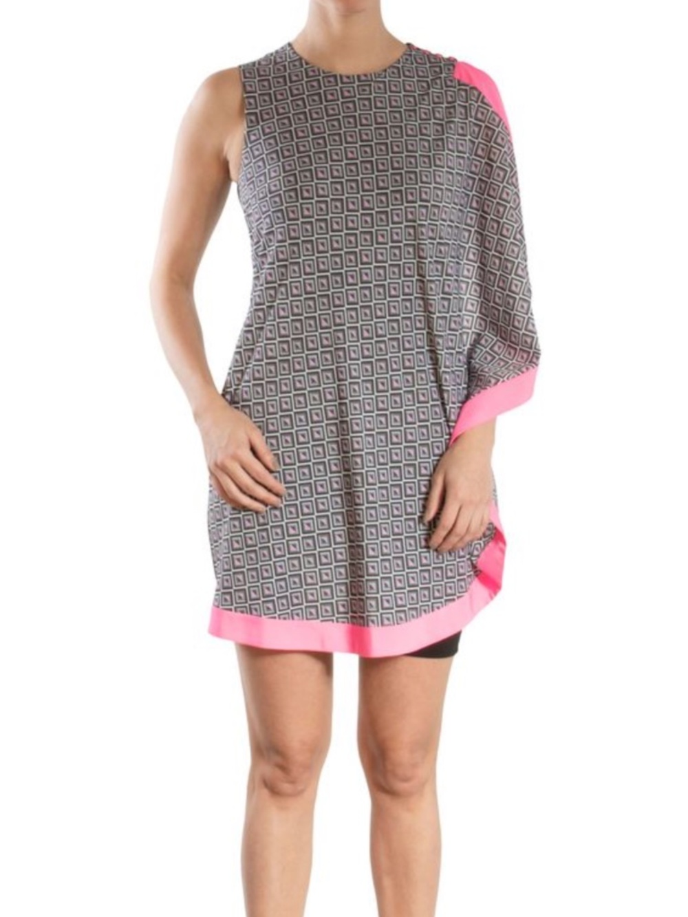 TED BAKER LONDON GEO One Sided Draped Tunic Women's Pink/Gray $255 Size 6